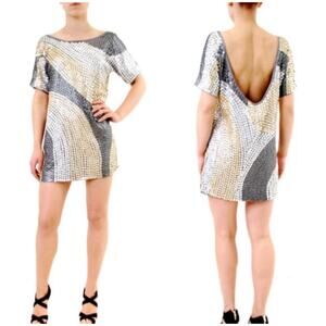One Teaspoon Sequin V-Back Shift Dress